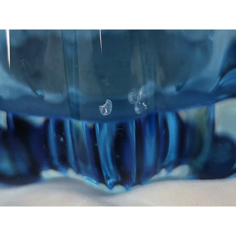 Large Vintage Mid Century Murano Mermaid Tail Blue Glass Vase No Tag & Chips